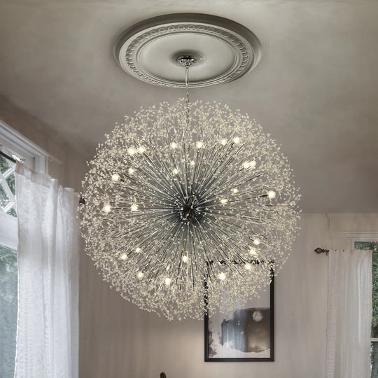 Contemporary 16/20/24/30-Light Glam Oversized Firework Crystal Sputnik Chandelier Dandelion Pendant Light, Includes Bulbs