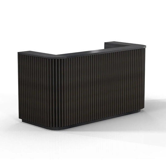 WESOME 70.87In Mid Century Curved Reception Desk with Cable Box LED Light