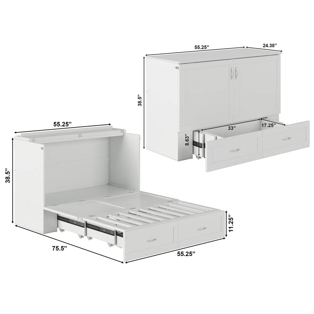 Hamilton Murphy Bed Chest with Mattress and Storage Drawer