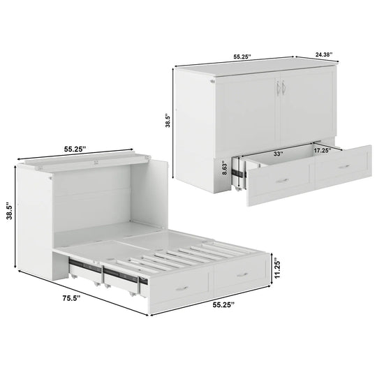 Hamilton Murphy Bed Chest with Mattress and Storage Drawer