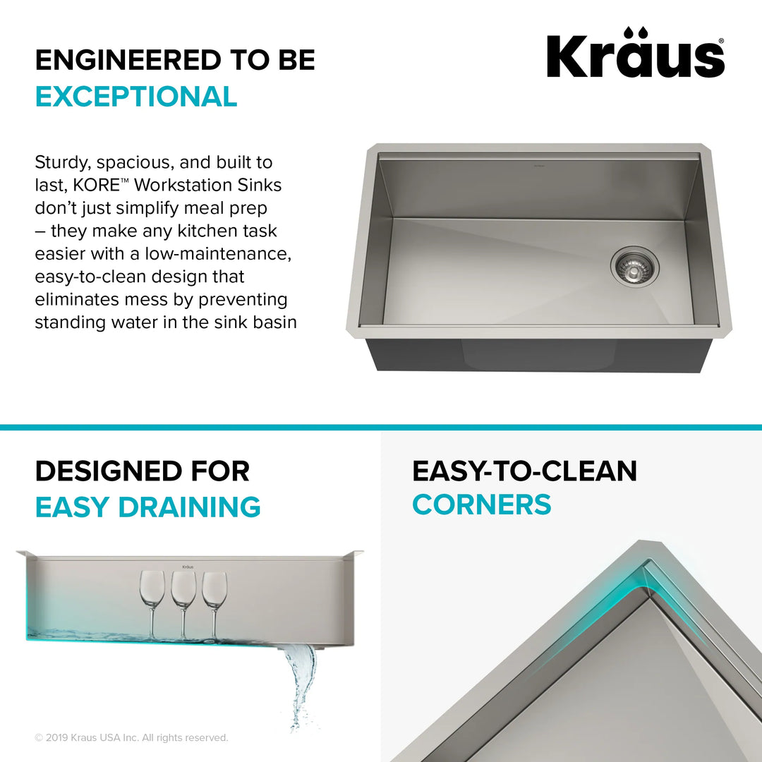 Kore Workstation Undermount Stainless Steel Kitchen Sink