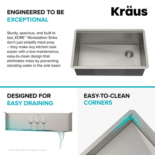 Kore Workstation Undermount Stainless Steel Kitchen Sink