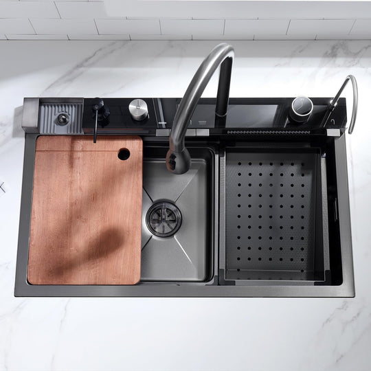 304 Stainless Steel Waterfall Kitchen Sink Set with Pull-Down Faucet KS2206 (Series)