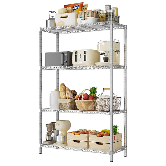 Height-Adjustable Garage Wire Shelving Unit for Kitchen, Laundry Room, Pantry, Warehouse, Basement