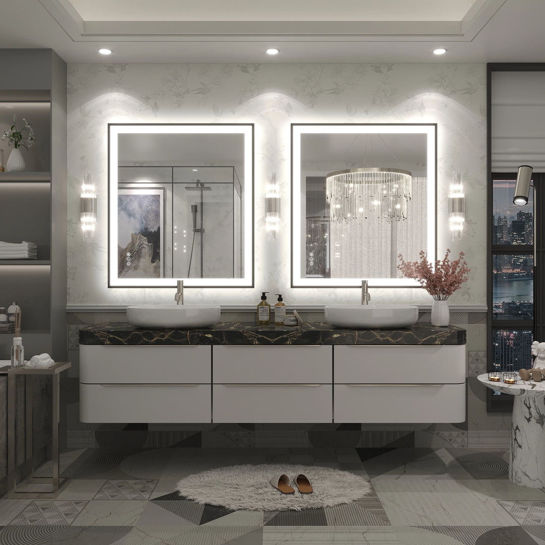 Extra Large Black Frame LED Bathroom Vanity Mirror with 3 Years Warranty and UL Certified
