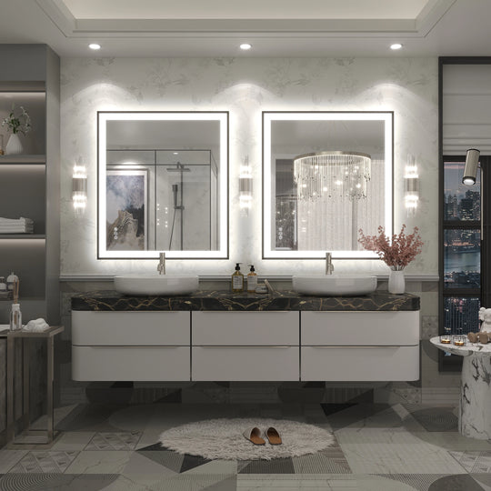 Extra Large Black Frame LED Bathroom Vanity Mirror with 3 Years Warranty and UL Certified