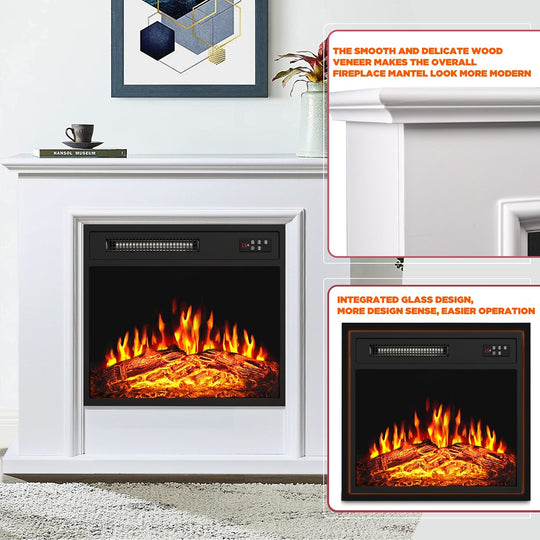18/23 Inches Electric Fireplace Heater, 750/1500W Electric Fireplace Insert with Overheating Protection