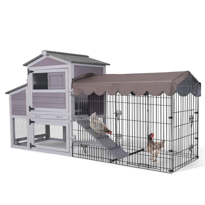 Mobile Chicken Coop with Metal Chicken Run