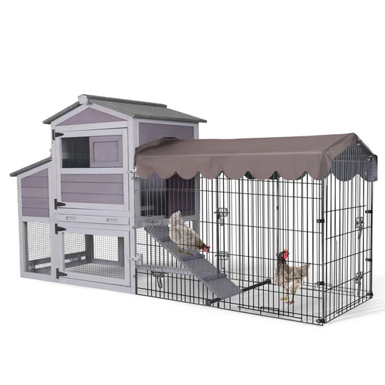 Mobile Chicken Coop with Metal Chicken Run