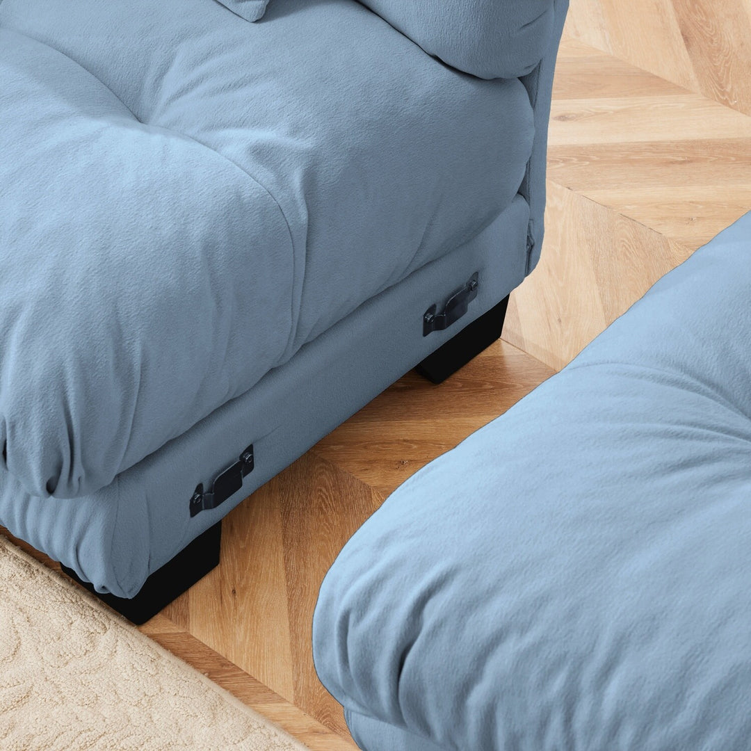 Luxury Chenille Modular Upholstered Sectional Sofa Couch with Convertible Ottoman