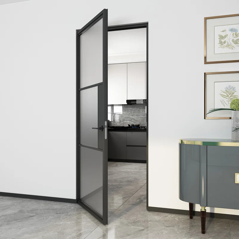 Glass and Metal Frame Glass Hollow Swing Door Interior Standard Door