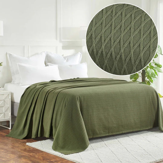 Diamond Weave All-Season Bedding Cotton Blanket