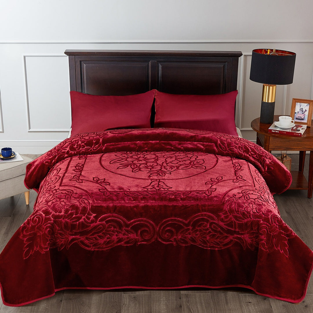 Embossed Floral Bed Blanket 85"X95" - 9Lbs