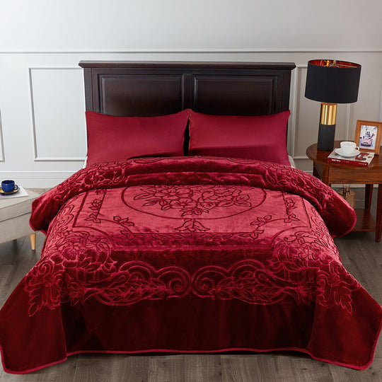 Embossed Floral Bed Blanket 85"X95" - 9Lbs