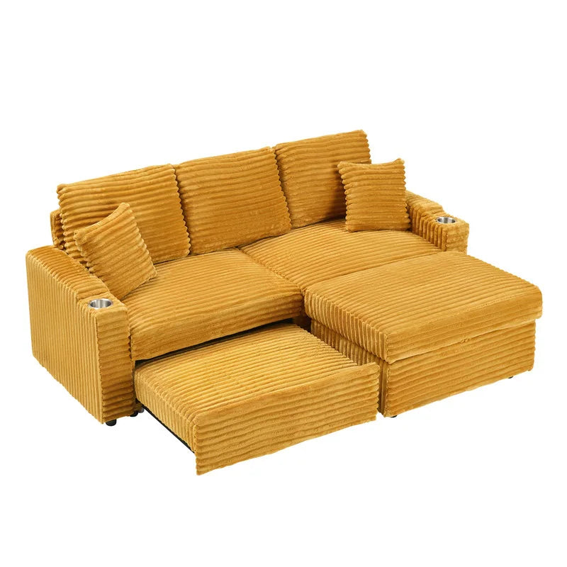 80" Cordylona Sofa, Cup Holder, Ottoman Storage