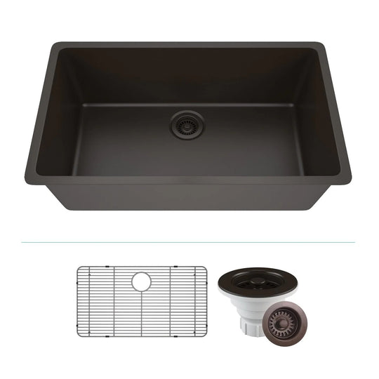 Drop-In Quartz 32 Inch Single Bowl Kitchen Sink Kit - 32"X19"