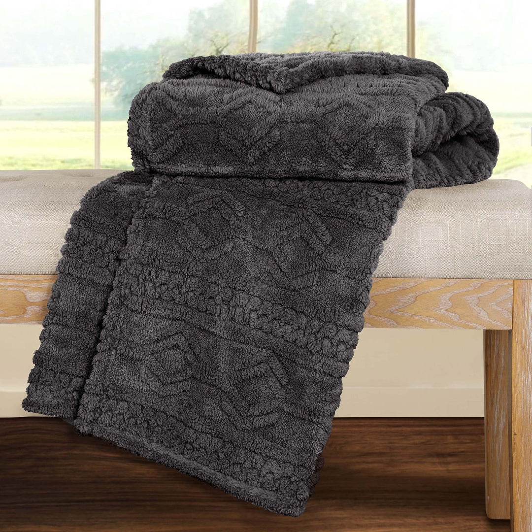 Arctic Boho Jacquard Plush Fluffy Fleece Blanket