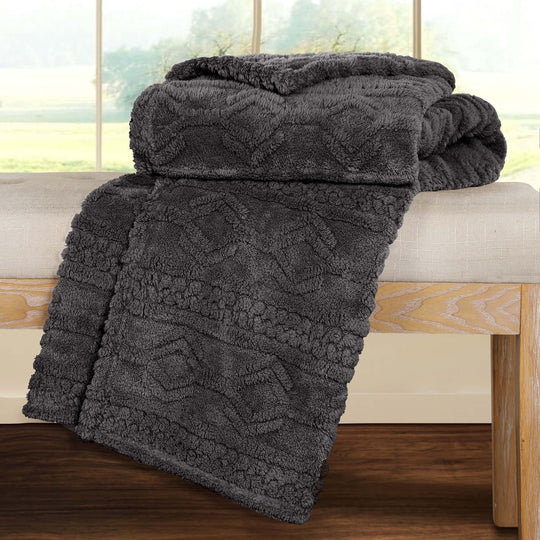 Arctic Boho Jacquard Plush Fluffy Fleece Blanket