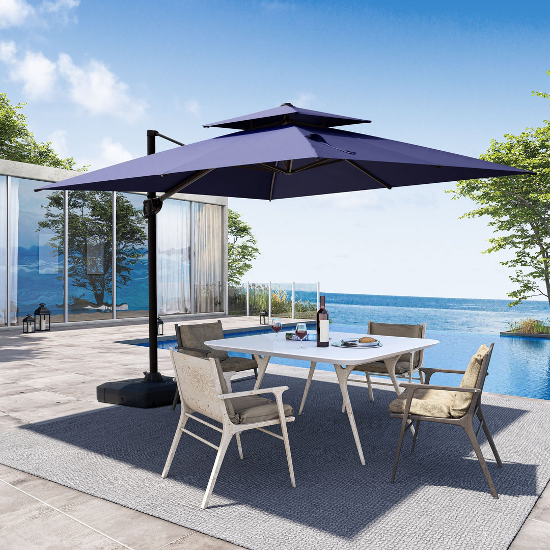 11 X 11 FT Outdoor Square Patio Cantilever Offset Umbrella with Crank and 360 Degrees Rotation