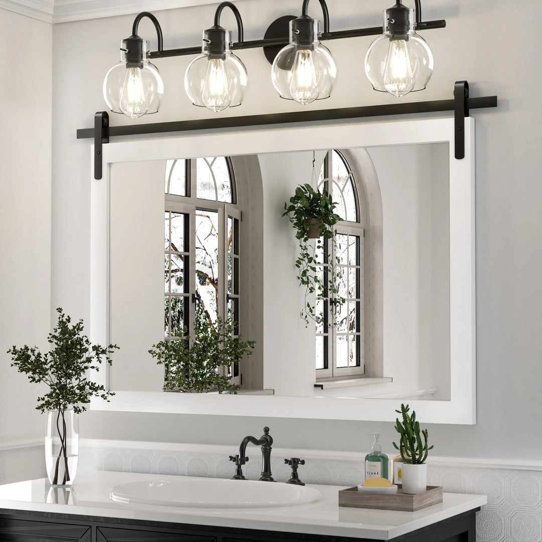 Farmhouse Barn Door Solid Wood Frame Bathroom Vanity Wall Mirror