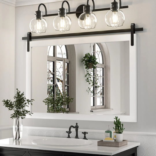 Farmhouse Barn Door Solid Wood Frame Bathroom Vanity Wall Mirror