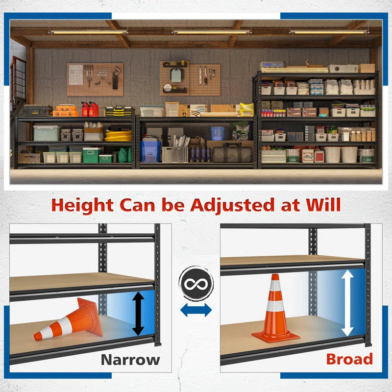Extra Wide Heavy Duty Storage Shelves - Adjustable Garage Shelving Unit, Large Capacity, Tool-Free Assembly