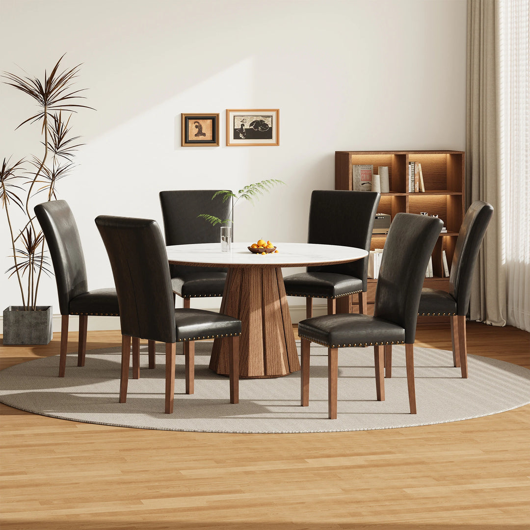RENEWLINE Dining Chairs, Fabric with Nailhead Trim and Wood Legs