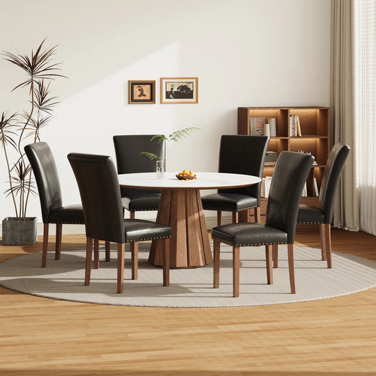 RENEWLINE Dining Chairs, Fabric with Nailhead Trim and Wood Legs