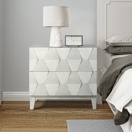 Sara Midcentury Modern 26''W 2-Drawer End Table with Charging Station and Solid Wood Legs