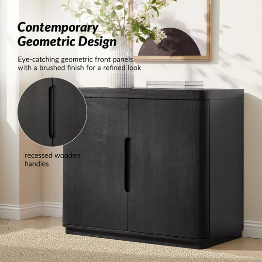 Waynesville 36"W 2-Door Modern Oak Wood Cabinet with Adjustable Shelves