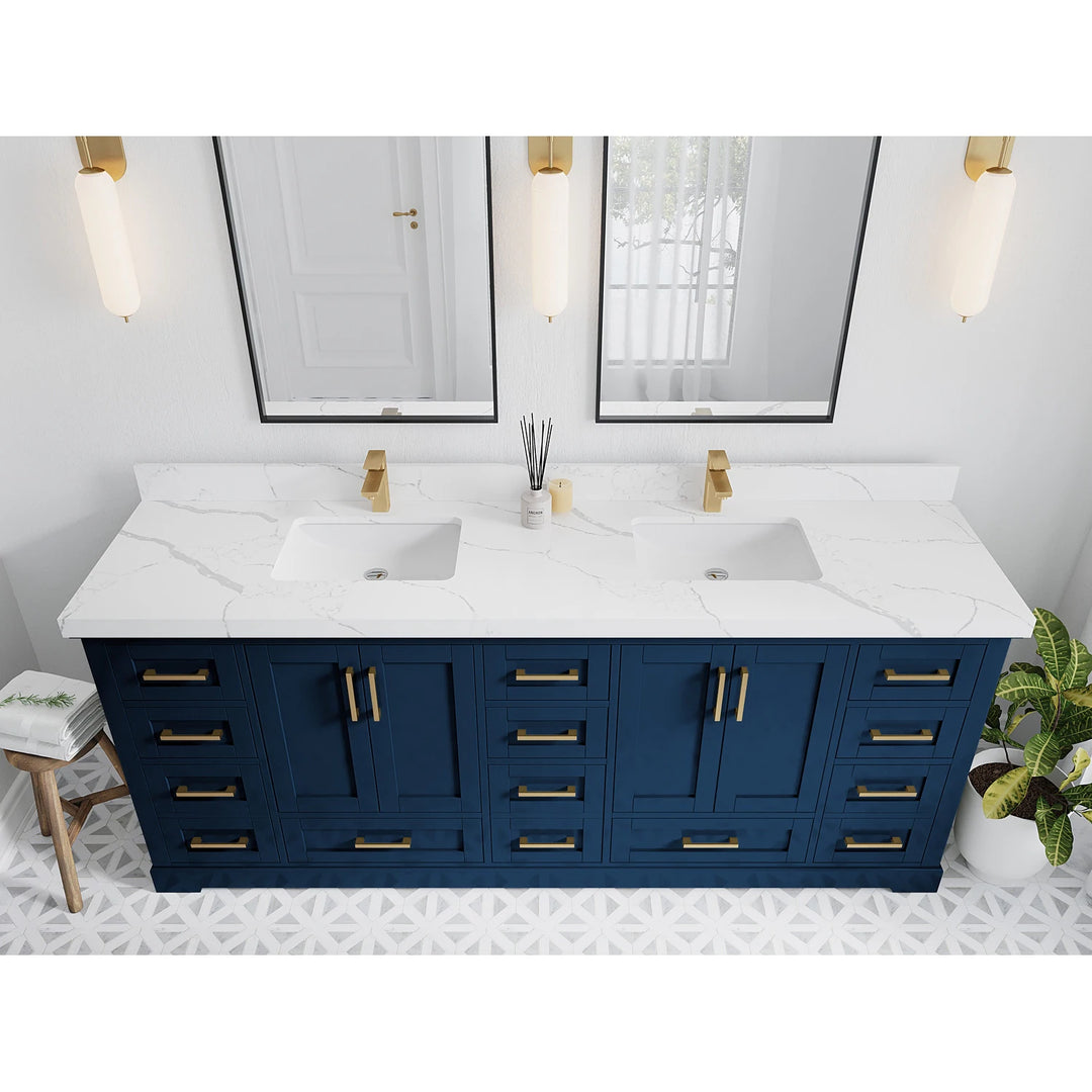 Willow Collection 84 in W X 22 in D X 36 in H Boston Double Bowl Sink Bathroom Vanity with Countertop