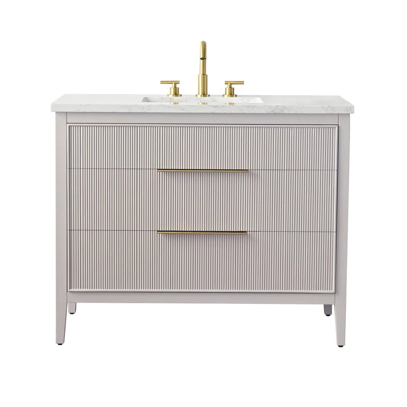 Bilroy Egremt 42'' Single Bathroom Vanity with Engineered Stone Top