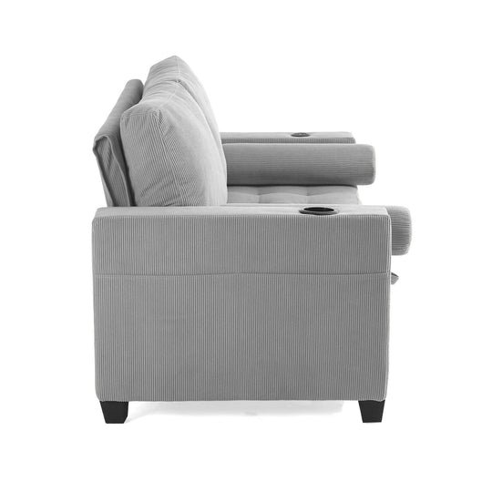 3-In-1 Pull-Out Sleeper Sofa Bed Convertible Adjustable Multi-Functional Loveseat with USB Port