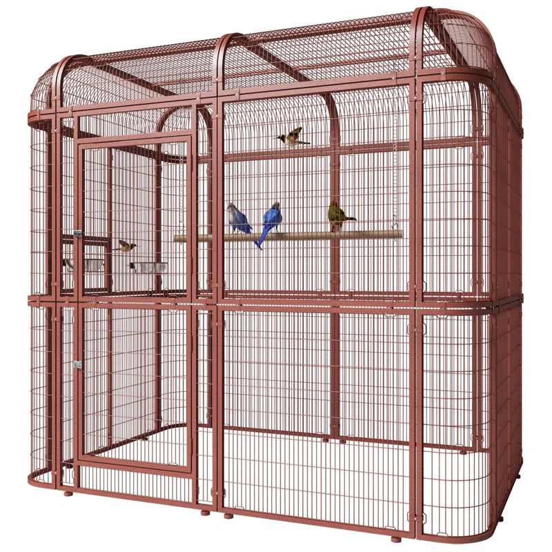 Corwynn 81.6'' Iron Flat Top Floor Bird Cage with Stand
