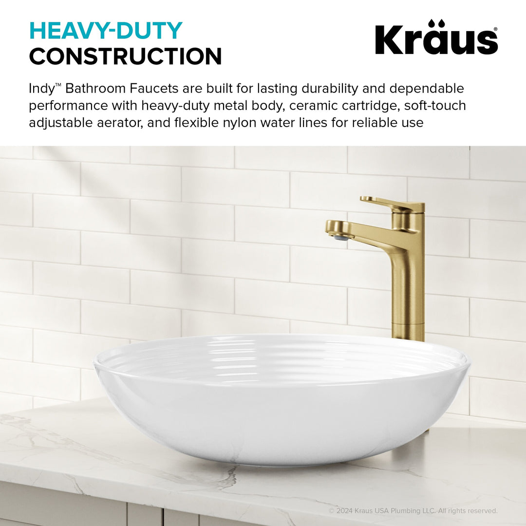 Indy Single Handle Vessel Bathroom Faucet with Pop up Drain