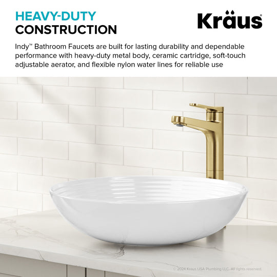 Indy Single Handle Vessel Bathroom Faucet with Pop up Drain