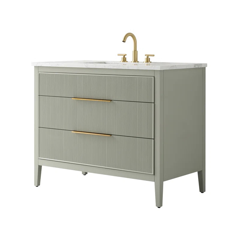 Bilroy Egremt 42'' Single Bathroom Vanity with Engineered Stone Top