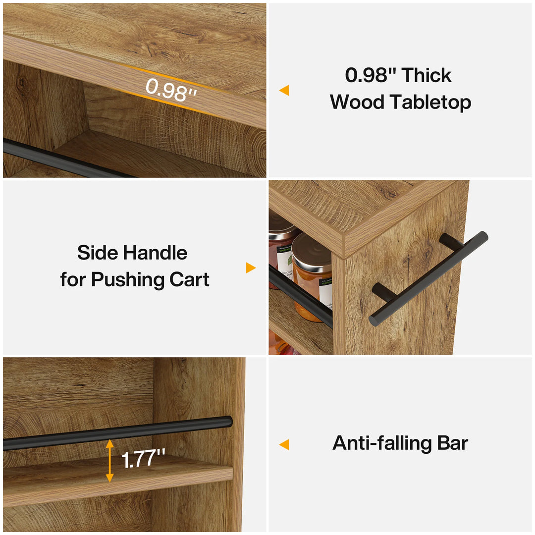 Slim Storage Cart, Rolling Narrow Kitchen Cart on Wheels
