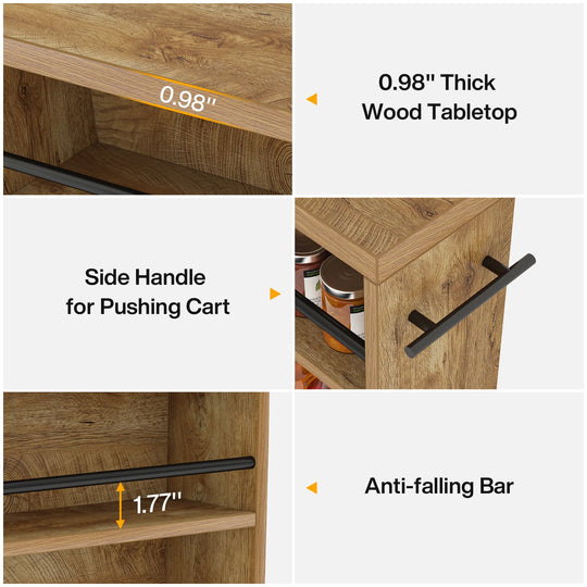 Slim Storage Cart, Rolling Narrow Kitchen Cart on Wheels