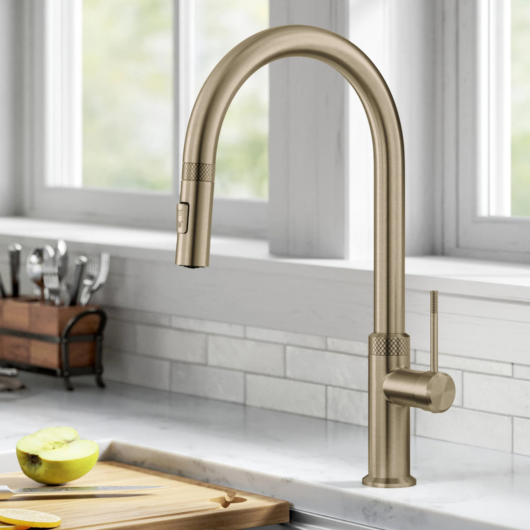 2-Function 1-Handle 1-Hole Pulldown Sprayer Brass Kitchen Faucet