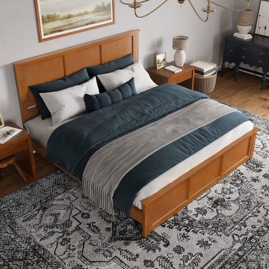 Charlotte Solid Wood Low Profile Platform Bed with Matching Footboard