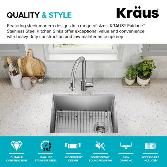 Fairlane Undermount 18 Gauge Stainless Steel Kitchen Sink
