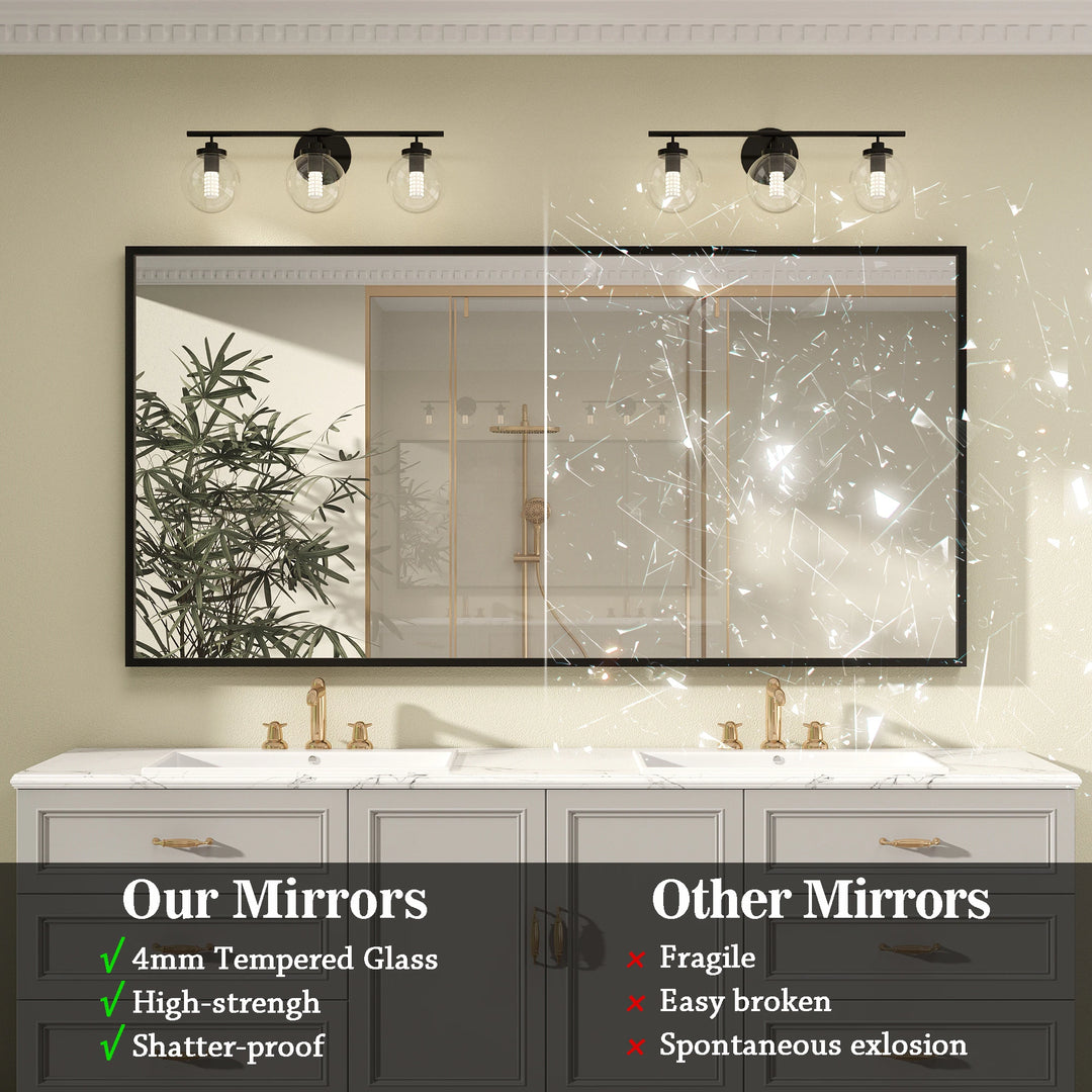 Modern Metal Framed French Cleat Mounted Wall Bathroom Vanity Mirror