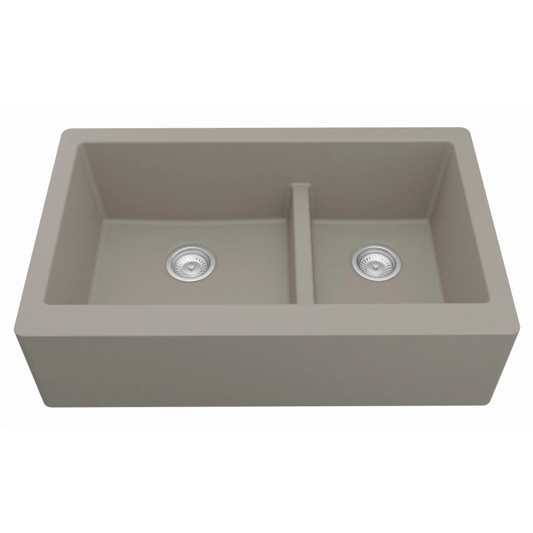 Farmhouse/Apron-Front Quartz Double Bowl Kitchen Sink