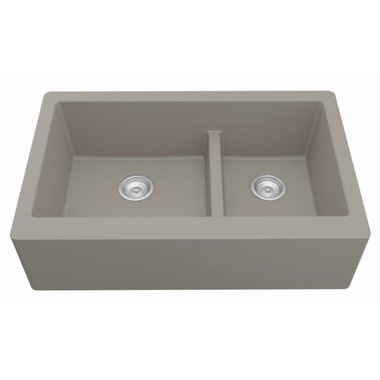 Farmhouse/Apron-Front Quartz Double Bowl Kitchen Sink