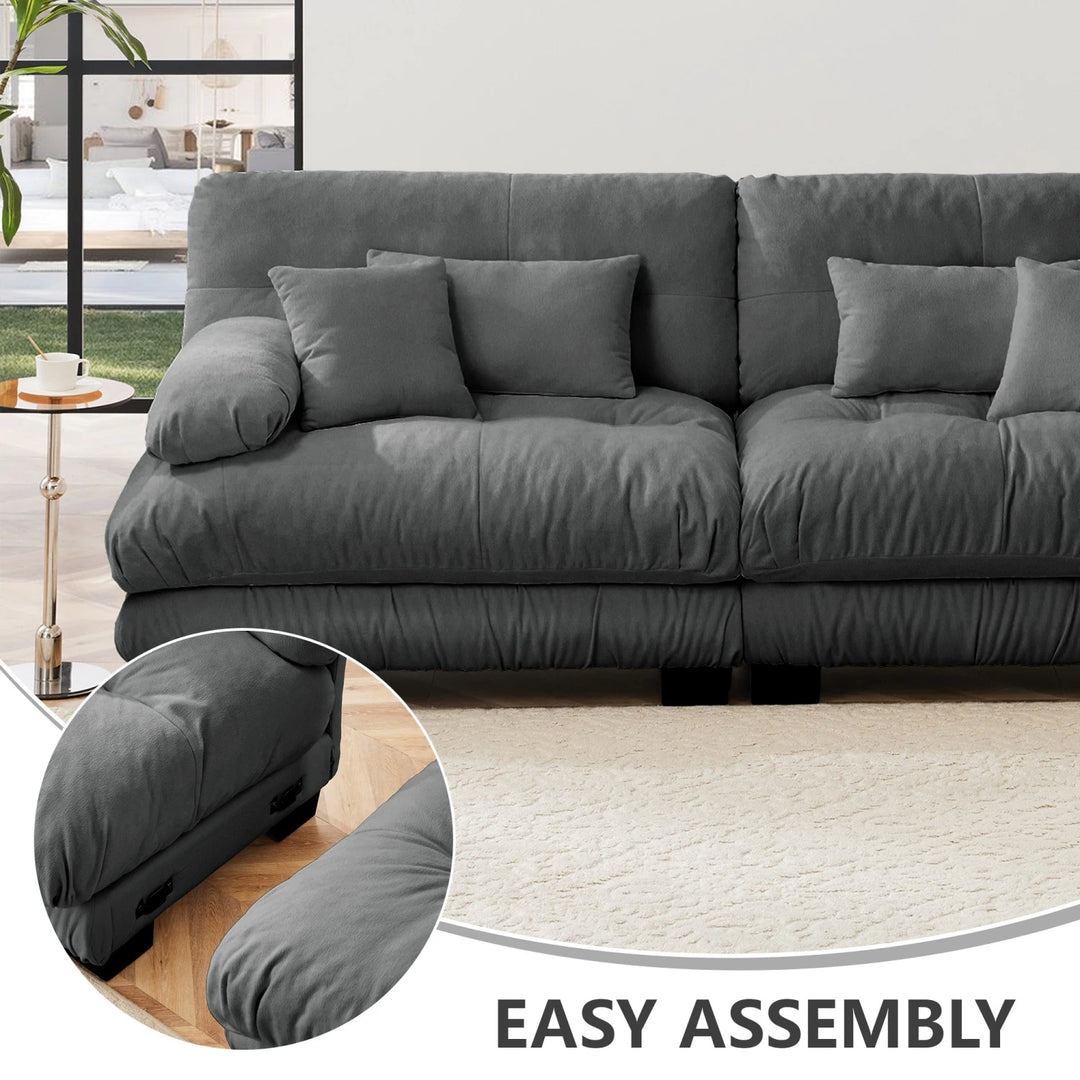 Luxury Chenille Modular Upholstered Sectional Sofa Couch with Convertible Ottoman