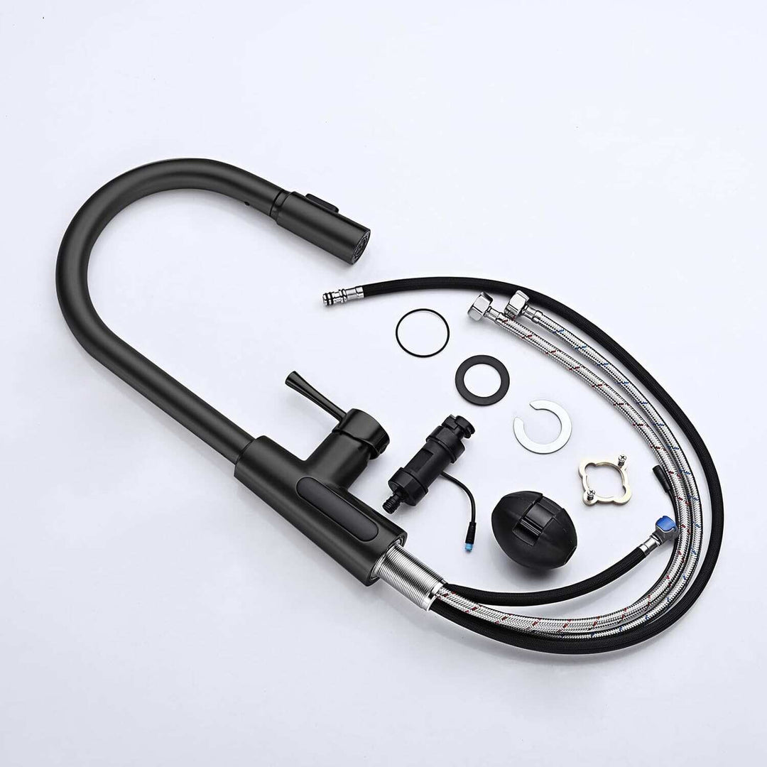 Pull-Down Kitchen Faucet with Temperature Display in Fahrenheit, 3 Water Outlet Modes, Faucet for Kitchen Sink, KF2501