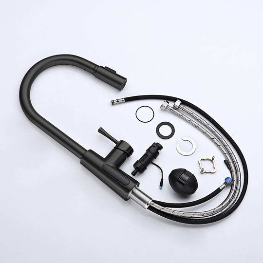 Pull-Down Kitchen Faucet with Temperature Display in Fahrenheit, 3 Water Outlet Modes, Faucet for Kitchen Sink, KF2501