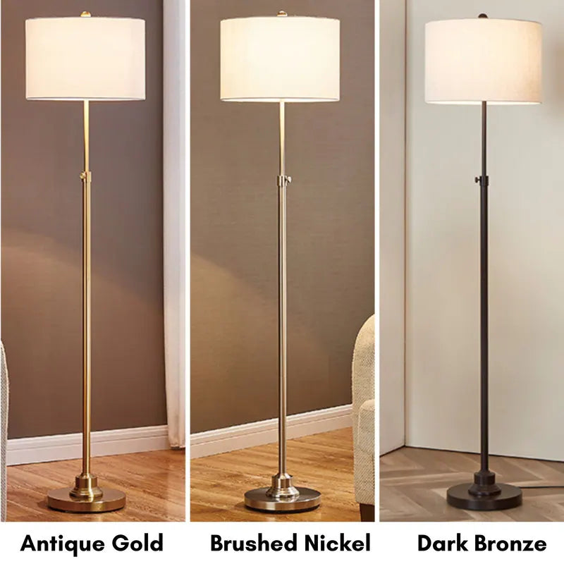 63.5" Standard Adjustable Floor Lamp with Fabric Linen Shade