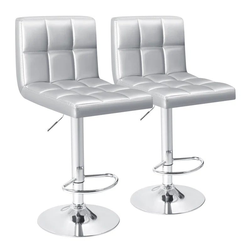Swivel Upholstered Adjustable Height Counter Stool with Metal Frame